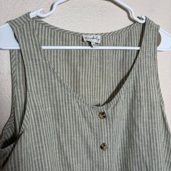 Wonderly Tank Top Women's XL Striped V-Neck Sleeveless Green Casual Shirt - Picture 2 of 8